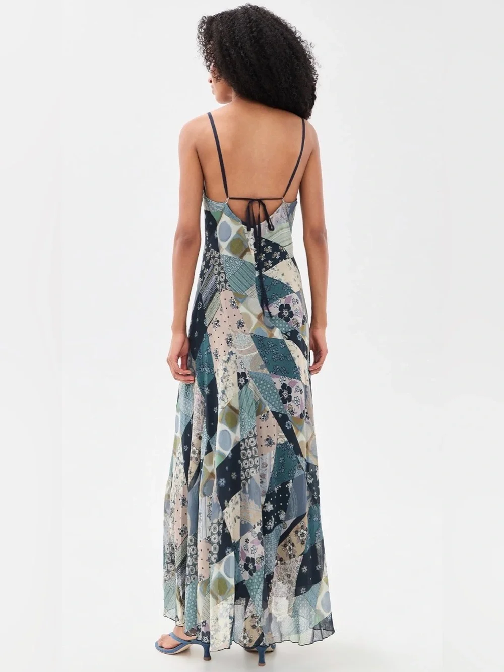 Free People Tis The Season Printed V-Neck Sleeveless A-Line Maxi Dress - Picture 3 of 6